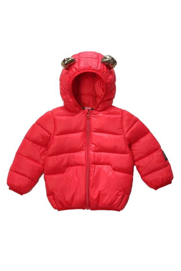 Winter Down Coats for Kids Baby Boys Girls Light Puffer Padded Jacket Bear Hoods Outerwear 0-5 Years