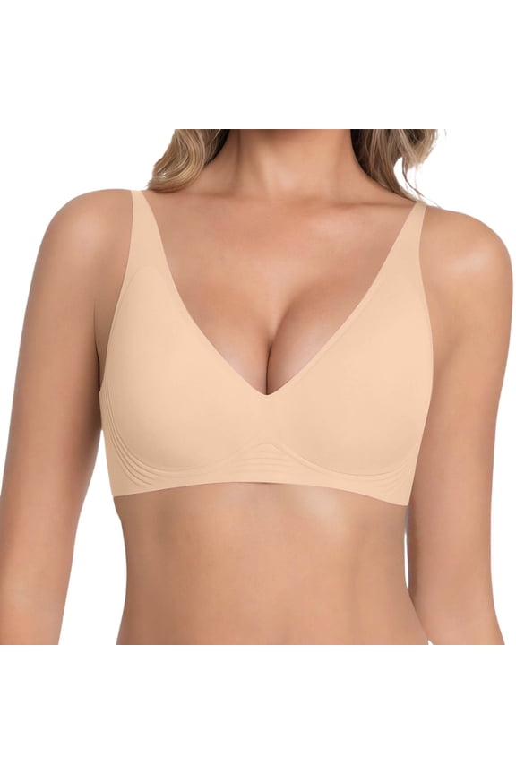 Wireless Bras Women Seamless No Underwire Push Up Bra Supportive Deep V Bralette Everyday Comfortable T-Shirt Bra