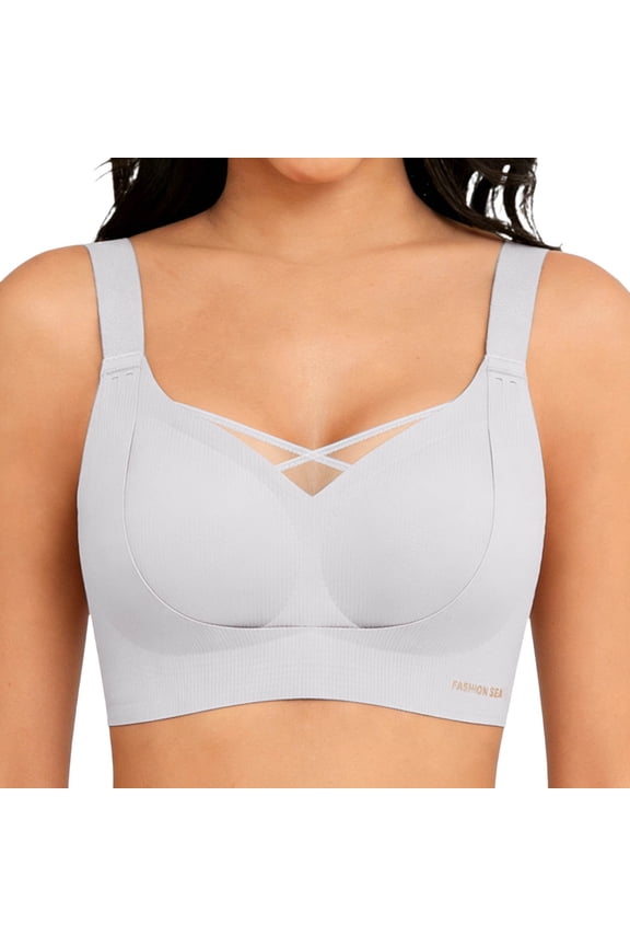 Wireless Bras for Women No Underwire Supportive Mesh Crossover Bra Seamless Push Up Full Coverage Everyday Bralettes