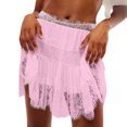 thumbnail image 1 of QHFBli Women Black White Lace Mini Skirt Low Rise Half Underskirt Ruffle Pleated Layered Flowy Short Skirts, 1 of 9