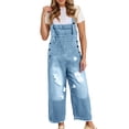 thumbnail image 1 of QHFBli Women Denim Jumpsuits 2025 Casual Sleeveless Loose Baggy Overalls Jeans Pants Jumpers with Pockets, 1 of 5