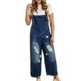 thumbnail image 1 of QHFBli Women Denim Jumpsuits 2025 Casual Sleeveless Loose Baggy Overalls Jeans Pants Jumpers with Pockets, 1 of 5