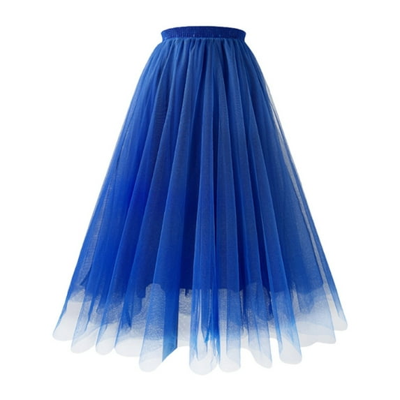 QHFBli Women Full/Ankle Length Elastic Pleated Retro Maxi Chiffon Long Skirt Mesh Skirt Long Pleated Skirt A Line Skirt Slimming Skirt