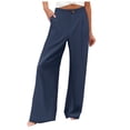 thumbnail image 1 of QHFBli Women Linen Palazzo Pants Summer Boho Wide Leg High Waist Casual Lounge Pant 2089 Beach Travel Vacation Outfits, 1 of 8