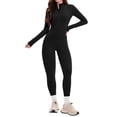 thumbnail image 1 of QHFBli Women Long Sleeve Workout Jumpsuit Zip Up Romper Bottom Pants Bodysuit Bodycon, 1 of 4