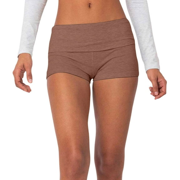 QHFBli Women Low Waist Lounge Shorts Fold Over Skinny Pajamas Shorts Summer Casual Pj Bottom Sleep Shorts a-Brown L