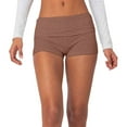thumbnail image 1 of QHFBli Women Low Waist Lounge Shorts Fold Over Skinny Pajamas Shorts Summer Casual Pj Bottom Sleep Shorts a-Brown M, 1 of 5