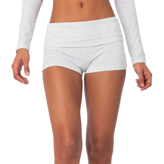 QHFBli Women Low Waist Lounge Shorts Fold Over Skinny Pajamas Shorts Summer Casual Pj Bottom Sleep Shorts b-Light Gray M