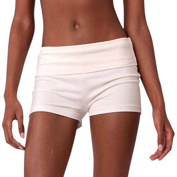 QHFBli Women Low Waist Lounge Shorts Fold Over Skinny Pajamas Shorts Summer Casual Pj Bottom Sleep Shorts b-White XL