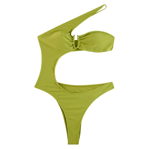 QHFBli Women One Piece Swimsuit Strappy Monokini One Shoulder Swimsuit