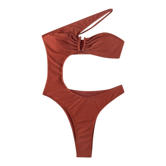 QHFBli Women One Piece Swimsuit Strappy Monokini One Shoulder Swimsuit