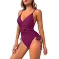 thumbnail image 1 of QHFBli Women One Piece Swimsuits Tummy Control Bathing Suits Sexy Ruched Swimwear, 1 of 7
