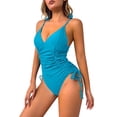 thumbnail image 1 of QHFBli Women One Piece Swimsuits Tummy Control Bathing Suits Sexy Ruched Swimwear, 1 of 7