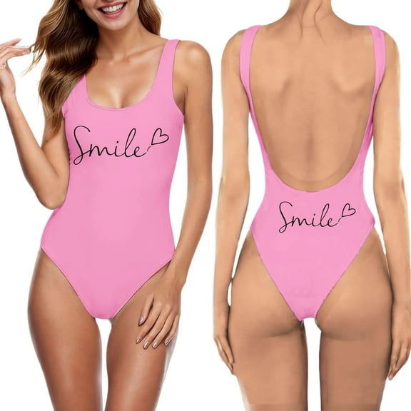 QHFBli Women One Piece Swimsuits U Neck Bathing Suit Adjustable Straps Monokini Swimwear