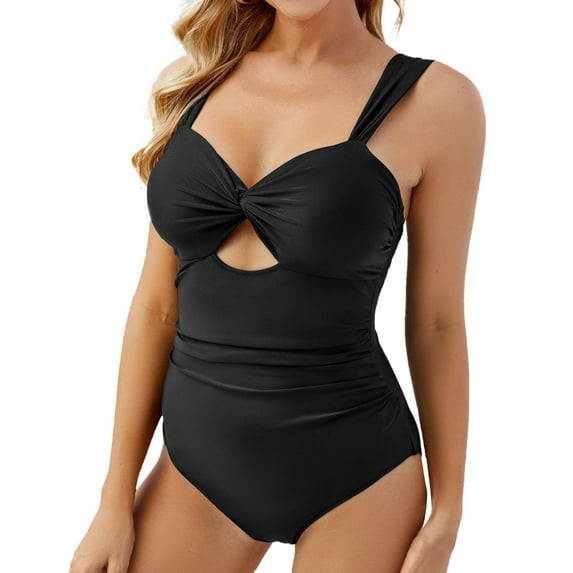 QHFBli Women One Piece Tummy Control Swimsuit High Waisted Bathing Suit Cut Out Swimwear