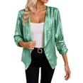 thumbnail image 1 of QHFBli Women Sequin Jacket Glitter Sparkle Open Front Casual Long Sleeve Blazer Coat, 1 of 8