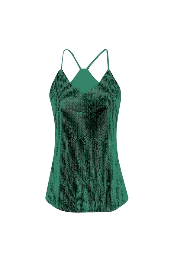 Women Sequin Tank Tops Spring Summer Fashion Sparkly Sleeveless Shirts Party Glitter Scoop Neck Tops Going Out