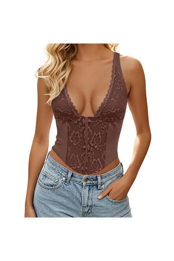 Women Sexy Lace Halter Neck Tank Top Sleeveless Backless Y2k Trendy Going Out Corset Crop Tops