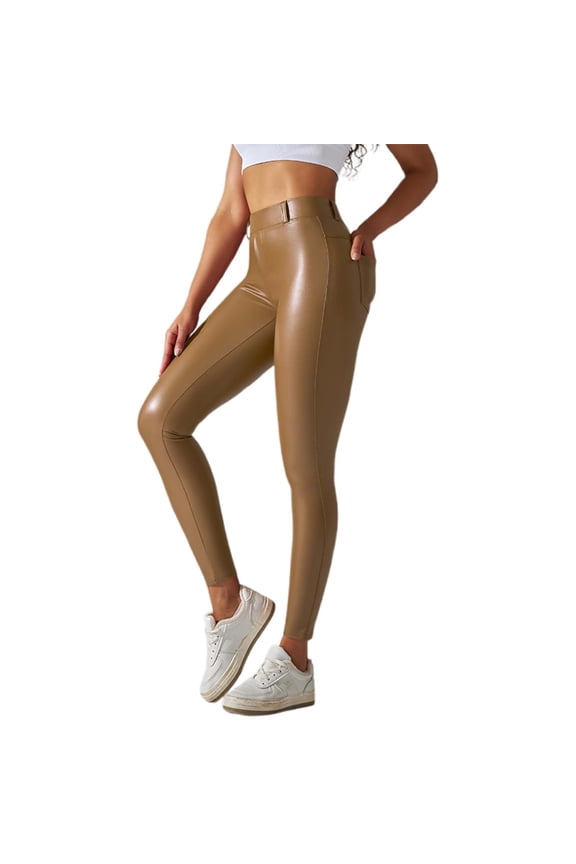 Women Shiny Metallic Sports Leggings Bright Pencil Pant Fitness Fashion Jeggings Candy Color Trousers