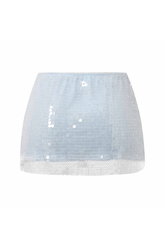 Women Sparkly Sequins Mini Hip Skirts Sexy Side Split Tie Up Low Rise Skirt Fashion Glitter Short Bodycon Party Skort