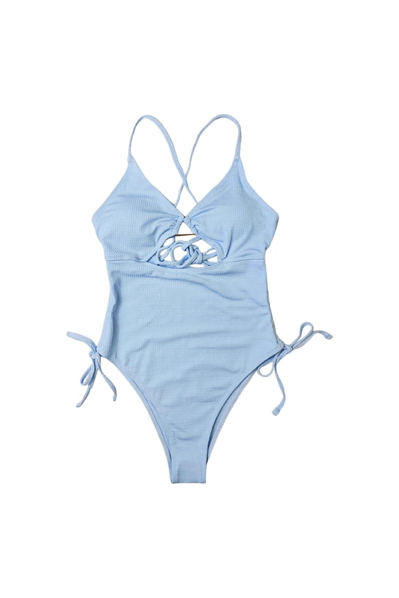 Women Swimsuit One Piece Bathing Suit Deep V Neck Crisscross Back Adjustable Strap