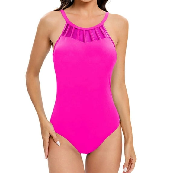 QHFBli Women Tummy Control One Piece Swimsuit Modest Bathing Suit Full Coverage High Neck Swimwear