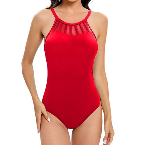 QHFBli Women Tummy Control One Piece Swimsuit Modest Bathing Suit Full Coverage High Neck Swimwear
