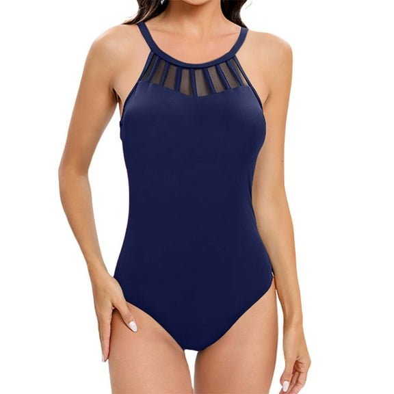 QHFBli Women Tummy Control One Piece Swimsuit Modest Bathing Suit Full Coverage High Neck Swimwear