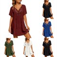 thumbnail image 1 of QHFBli Women's Bathing Suit Cover Up Dress Lace Crochet V Neck Summer Beach Bikini Swimsuit Coverup Red XXXXXL, 1 of 6