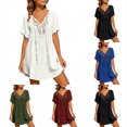 thumbnail image 1 of QHFBli Women's Bathing Suit Cover Up Dress Lace Crochet V Neck Summer Beach Bikini Swimsuit Coverup White XXL, 1 of 7
