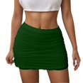 thumbnail image 1 of QHFBli Women's Bodycon Mini Skirt Ruched Mesh Stretchy Tight Sexy Skirt with Streetwear Style, 1 of 5