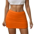 thumbnail image 1 of QHFBli Women's Bodycon Mini Skirt Ruched Mesh Stretchy Tight Sexy Skirt with Streetwear Style, 1 of 5
