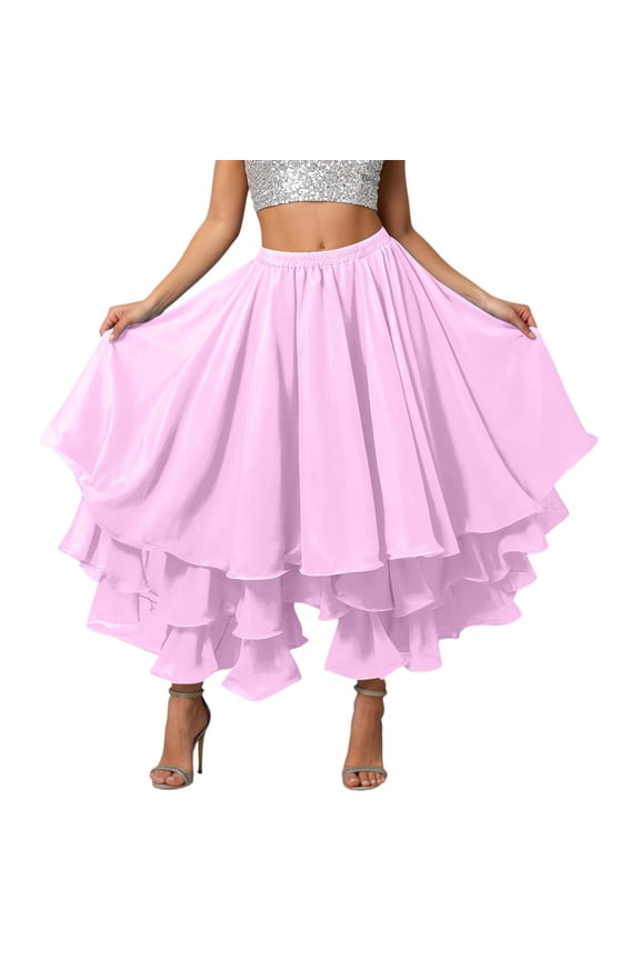 Women's Cotton 5 Tiered A Line Pleated Maxi Skirt Long Boho Gypsy Dance Skirts