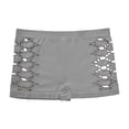thumbnail image 1 of QHFBli Women's Cut Out Mid Rise Boyshort Panties Solid Plain Criss Cross Seamless Underwear Summer Low Rise Control Boyleg Shorts With Geometric Cutout Grey M, 1 of 3