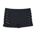 thumbnail image 1 of QHFBli Women's Cut Out Mid Rise Boyshort Panties Solid Plain Criss Cross Seamless Underwear Summer Low Rise Control Boyleg Shorts With Geometric Cutout Black XL, 1 of 3