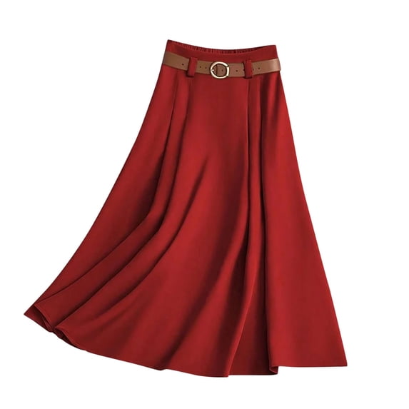 QHFBli Women's High Waisted Midi Skirts Summer Business Casual Flare Dressy Work A Line Pleated Skirt with Pockets