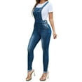 thumbnail image 1 of QHFBli Women's Juniors Denim Stretch Overalls Adjustable Strap Ripped Distressed Jumpsuit Skinny Fit Jeans Pants, 1 of 9