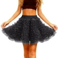 thumbnail image 1 of QHFBli Women's Lace Half Skirt Flowy Ruffle Pleated Mini Skirts Mesh Floral Tutu Boho Fairy Layered Short Skirts, 1 of 8