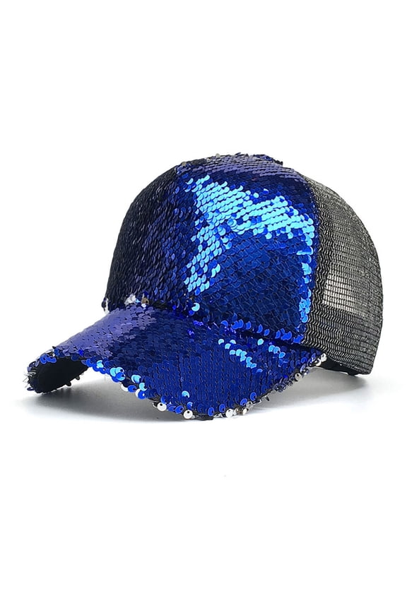 Women's Magic Sequin Adjustable Baseball Cap Blingbling Mesh Summer Snapback Caps