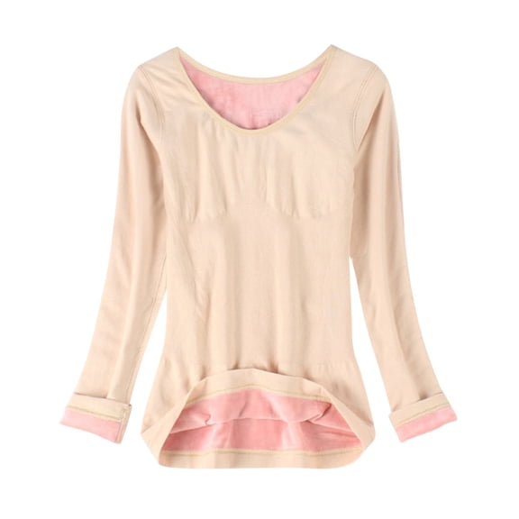 QHFBli Women's Moisture-Wicking Base Layer Top Women's Thermal Underwear Top Thickened Round Neck Long Sleeve Base Layer Shirt for Cold Weather