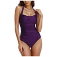 thumbnail image 1 of QHFBli Women's One Piece Swimsuit Ruched Tummy Control Bathing Suits Vintage Retro Push Up Swimwear, 1 of 5