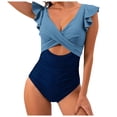 thumbnail image 1 of QHFBli Women's One Piece Swimsuit Ruffle Cutout Bathing Suits Tummy Control V Neck Wrap Swimwear, 1 of 4