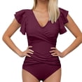 thumbnail image 1 of QHFBli Womens One Piece Swimsuit Ruffle Tummy Control Bathing Suit Criss Cross High Waist 1 Piece Swimwear, 1 of 6