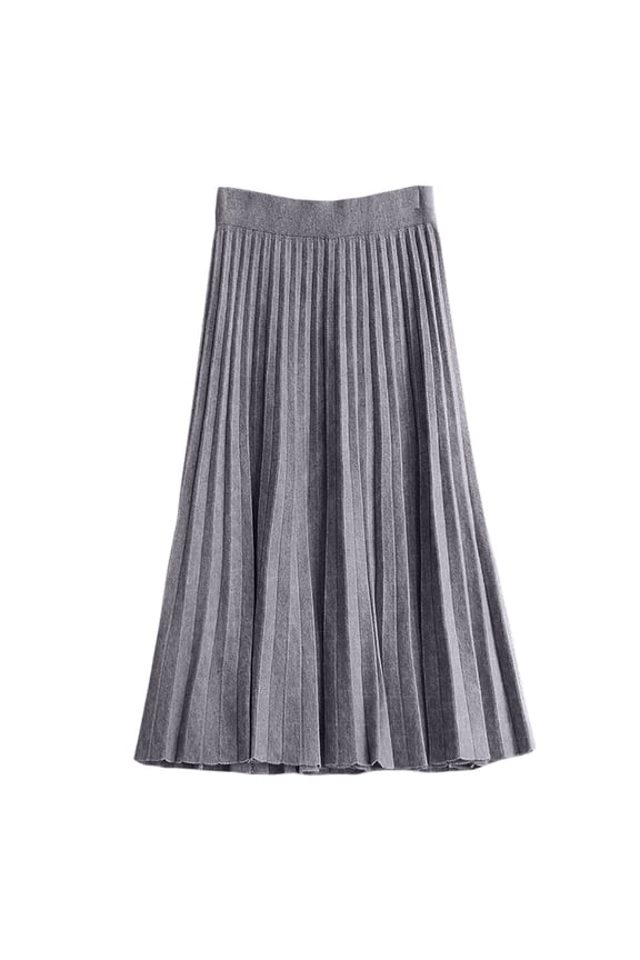 Women's Pleated A-Line High Waist Swing Flare Midi Skirt