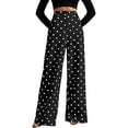 thumbnail image 1 of QHFBli Women's Polka Dots Wide Leg Pants Elastic Waist Baggy Trousers, 1 of 4