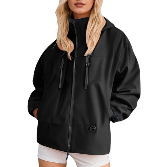 QHFBli Women's Rain Jackets Running Lightweight Waterproof Windbreaker Fall Hiking Travel Cycling Windbreaker with Hood