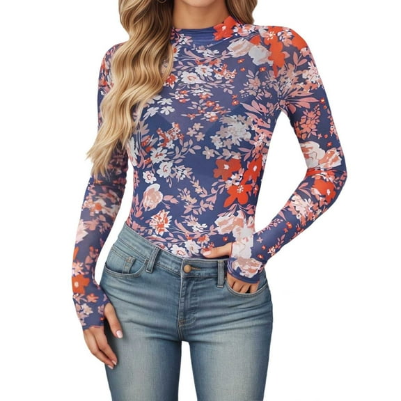 QHFBli Women's Rave Club Lace Sheer Date Night Shirt Long Sleeve Going Out Tops Long Sleeve Top Sexy Mesh Long Sleeve Shirt