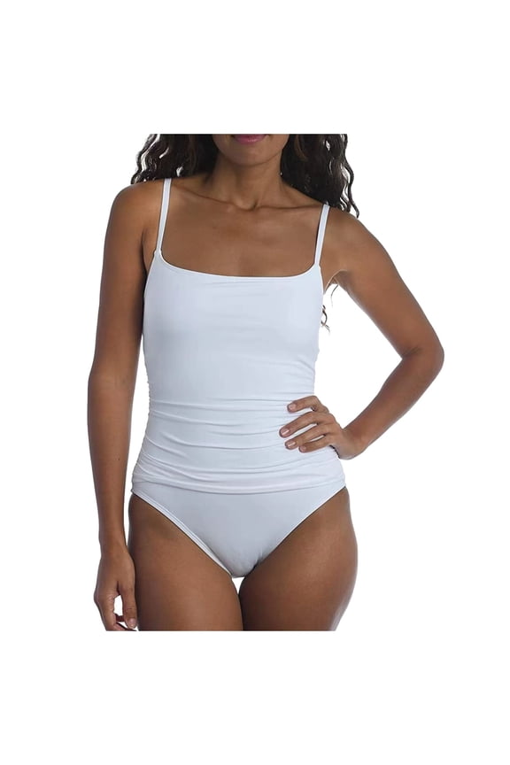 Women's Sexy Ruched Side One Piece Bathing Suit Scoop Neck Spaghetti Strap Swimsuits