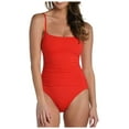 thumbnail image 1 of QHFBli Women's Sexy Ruched Side One Piece Bathing Suit Scoop Neck Spaghetti Strap Swimsuits, 1 of 6
