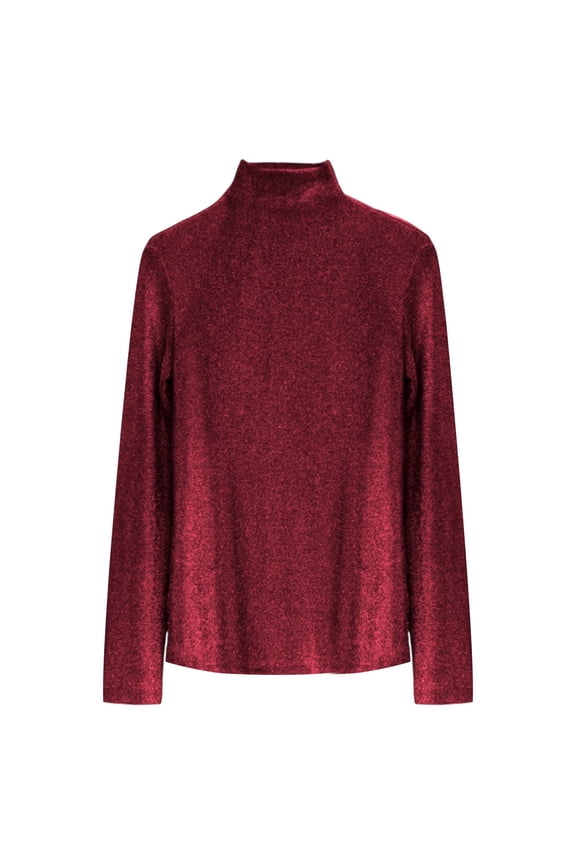 Women's Slim fit Long Sleeve Turtleneck Glitter Tee Blouse Tops